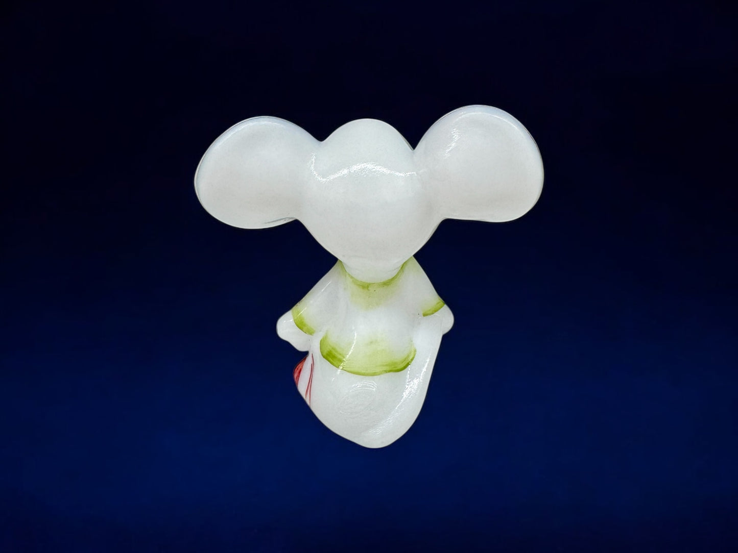 Fenton Christmas Mouse Figurine | Hand-Painted Fenton Glass Mouse | Holiday Collectible | Vintage Christmas Decor | Red & White Festive Figurine