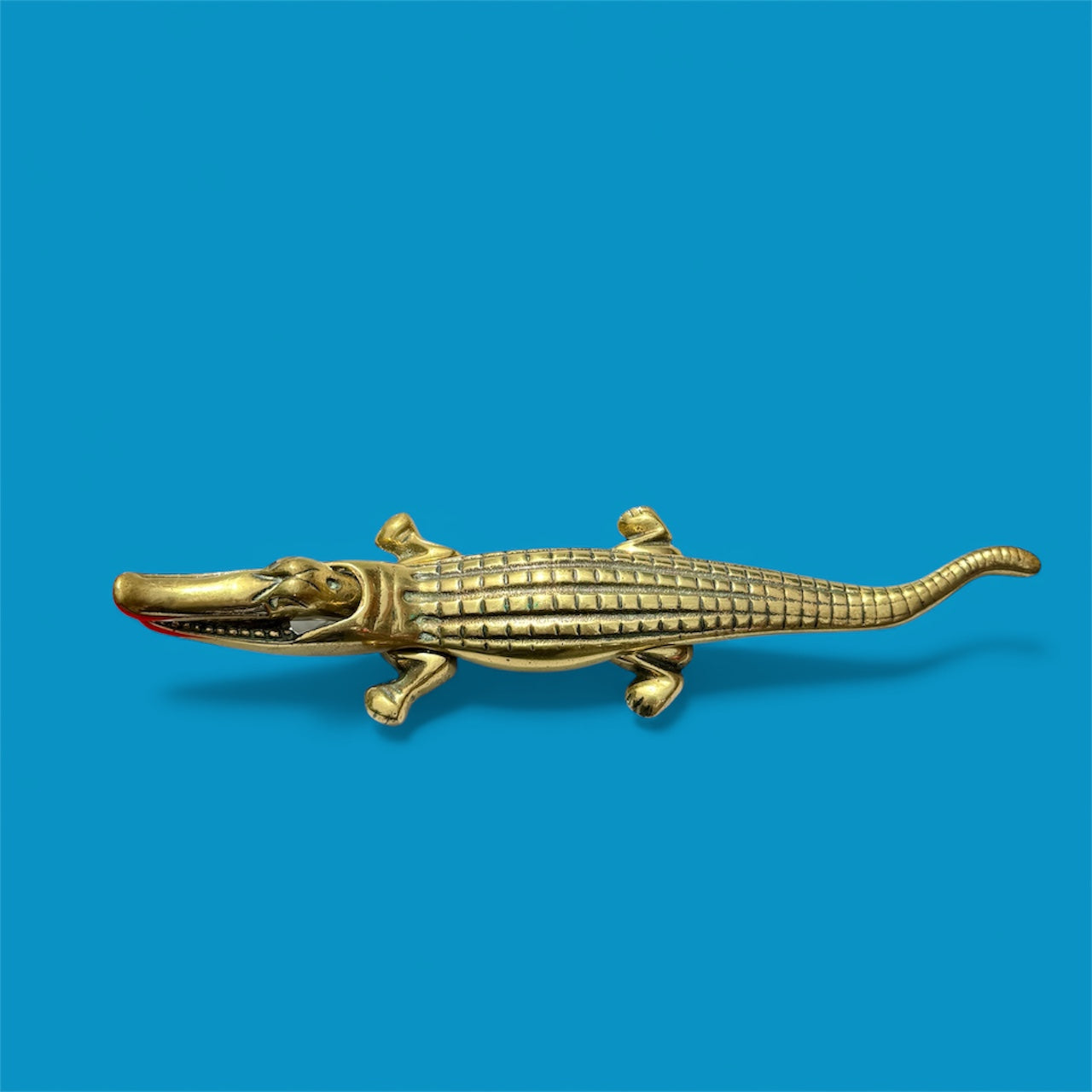 Vintage 34cm BRASS CROCODILE Nutcracker ORNAMENT,kitchen decor