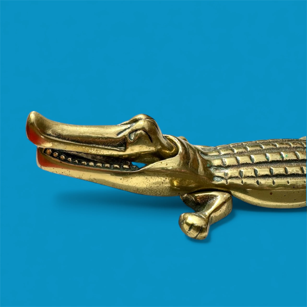 Vintage 34cm BRASS CROCODILE Nutcracker ORNAMENT,kitchen decor