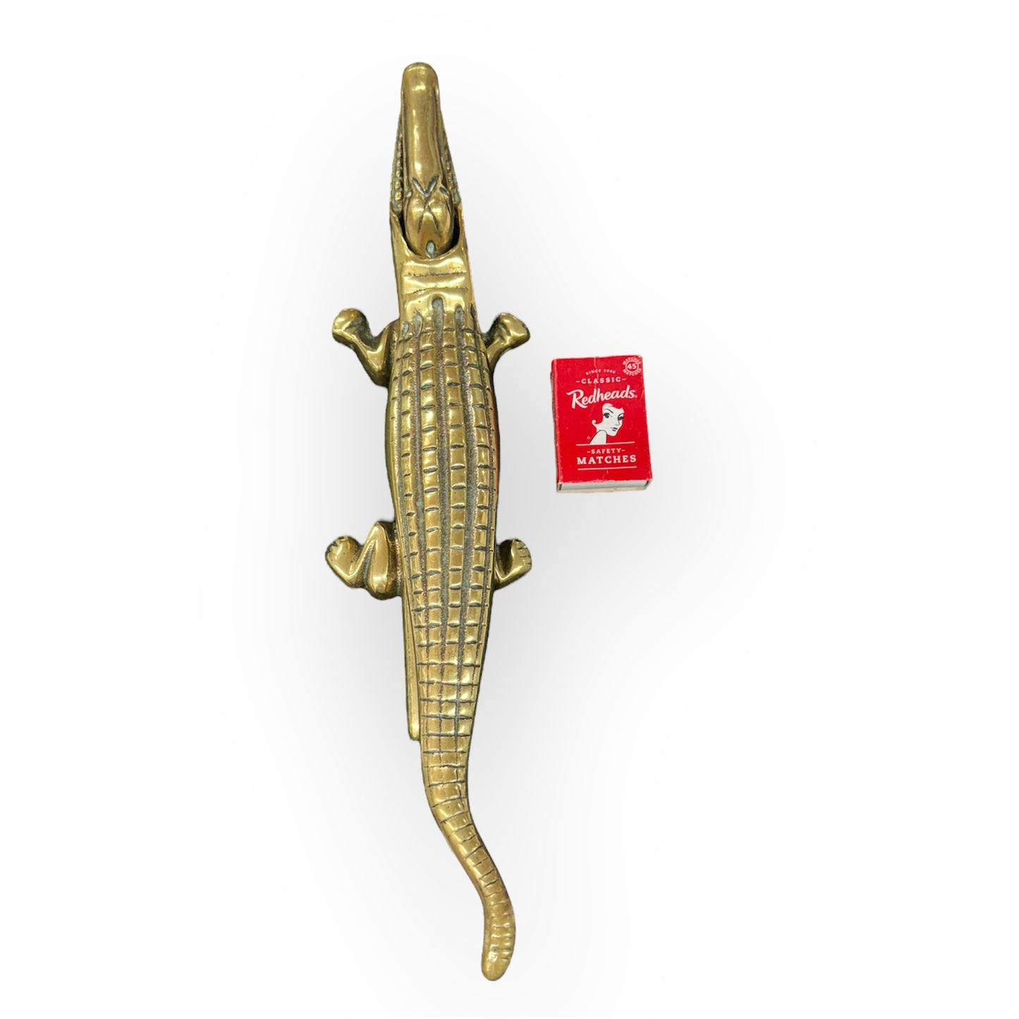 Vintage 34cm BRASS CROCODILE Nutcracker ORNAMENT,kitchen decor