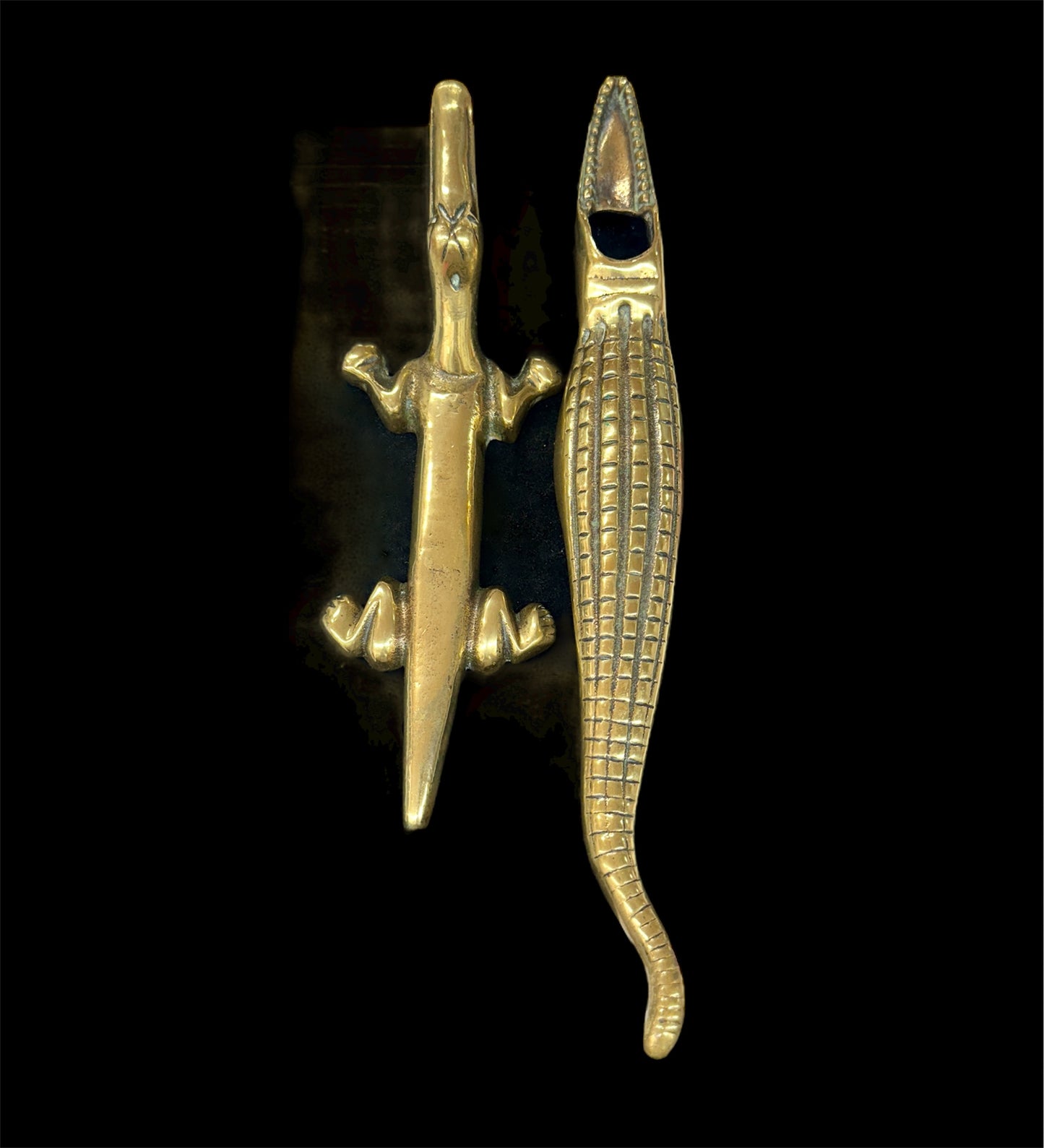 Vintage 34cm BRASS CROCODILE Nutcracker ORNAMENT,kitchen decor