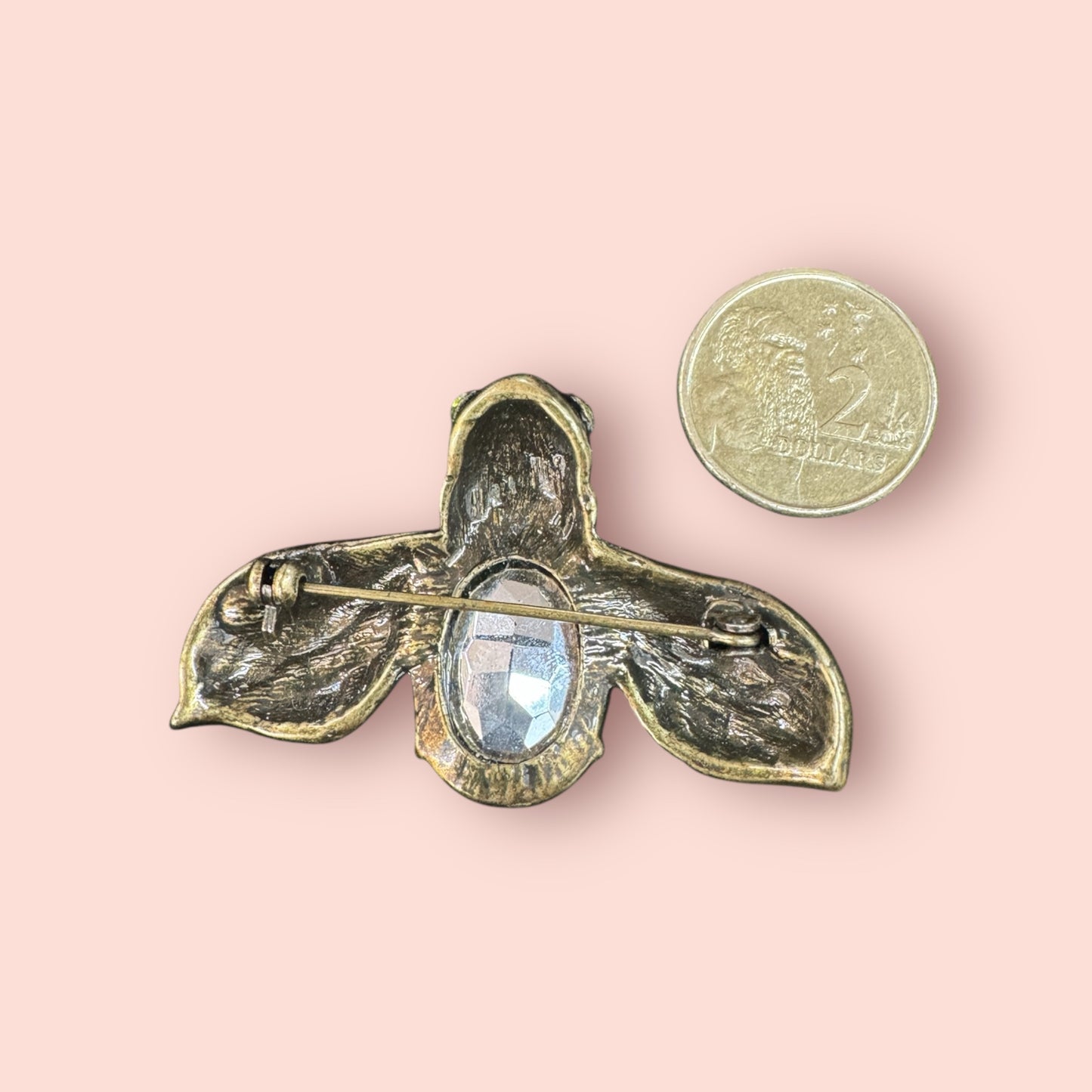Red Rhinestone Bee Brooch