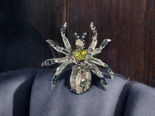 vintage spider brooch with black rhinestones