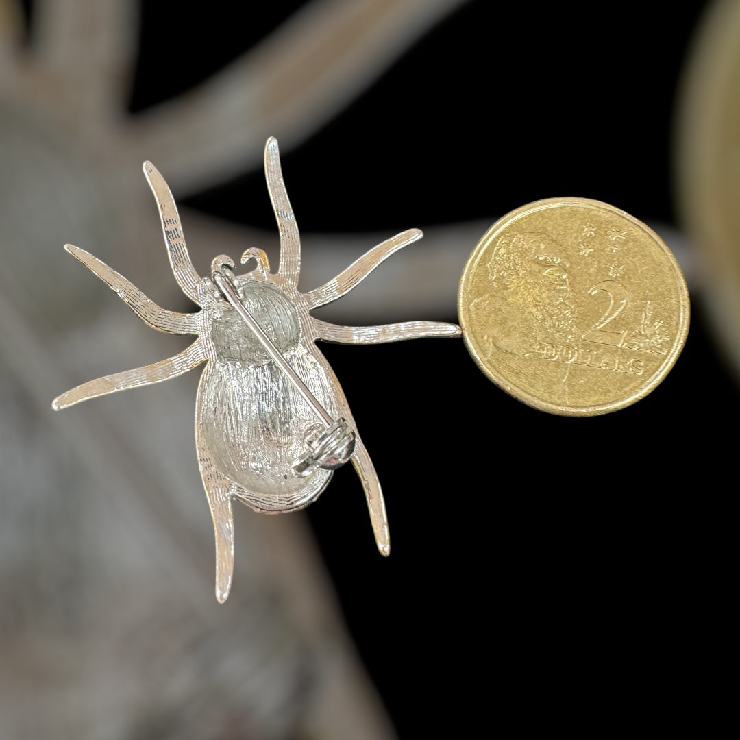 spider brooch with yellow rhinestones
