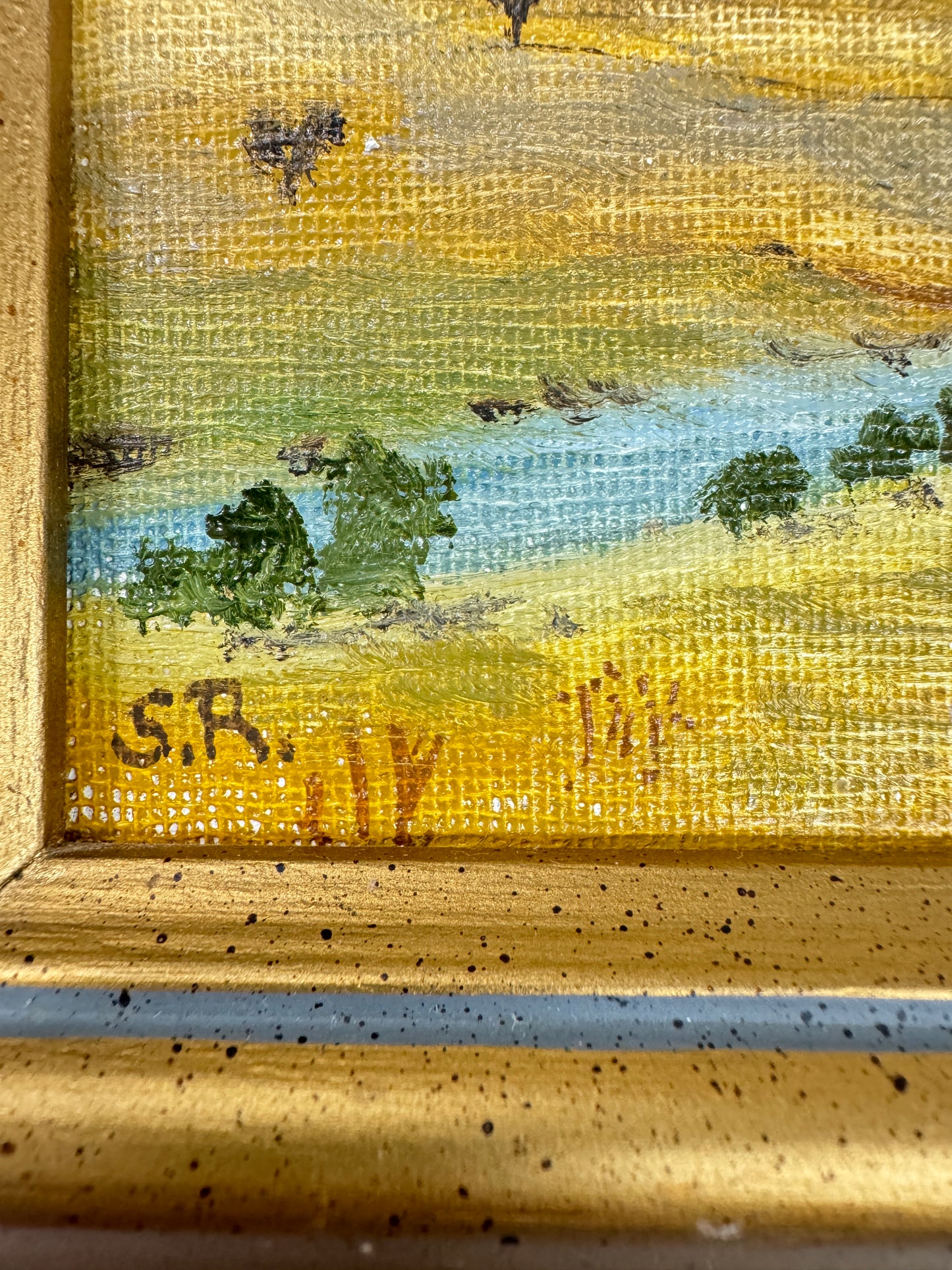 vintage landscape oil painting on board