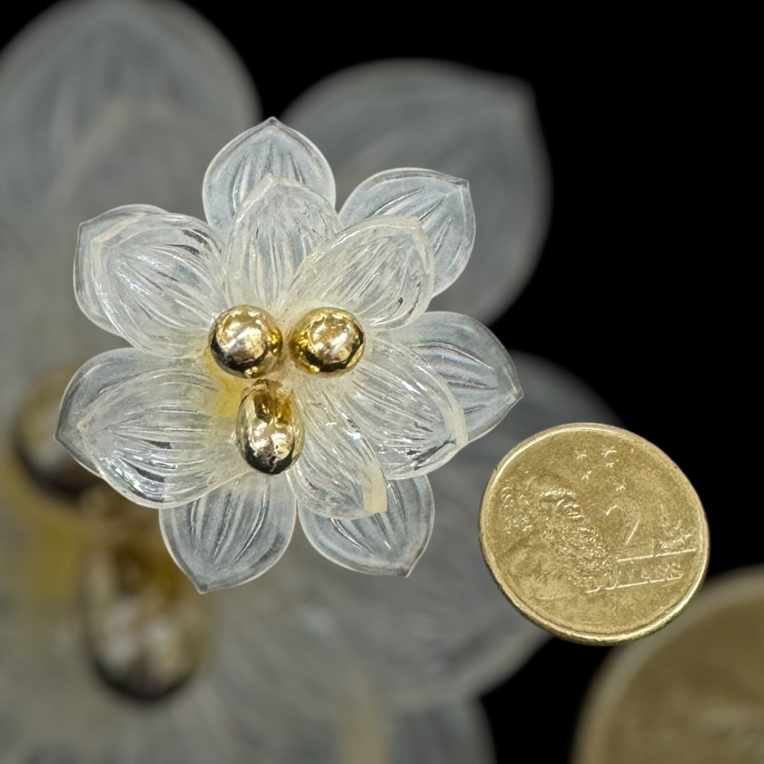 W Germany 80’s pair flower design clear lucite earrings,made in w Germany