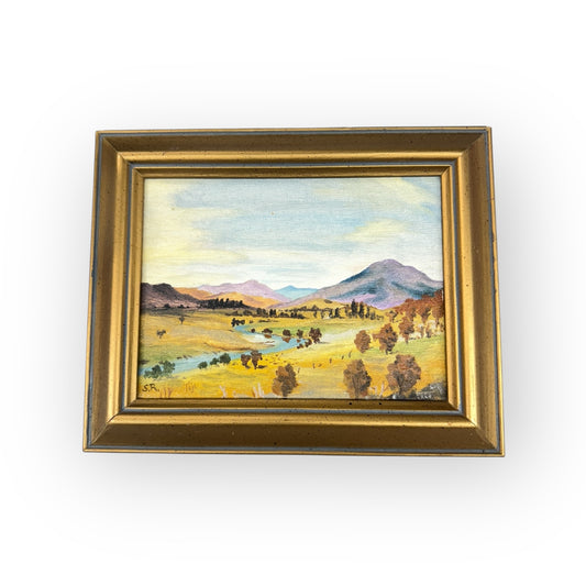 vintage landscape oil painting on board