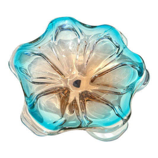 vintage hand blown art glass bowl,home decor,nuts dish,glass ashtray