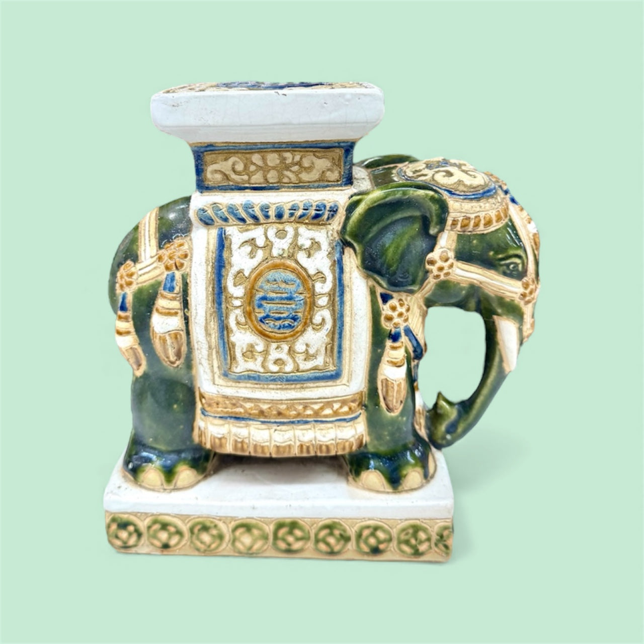 Vtg Ceramic Elephant Flower Pot Stand, Home Decor,garden decor