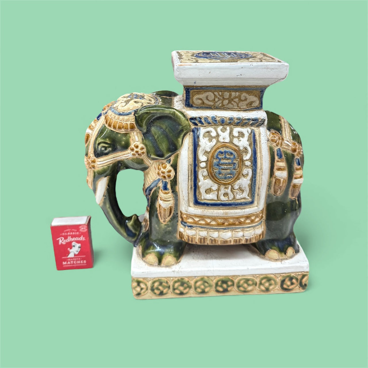 Vtg Ceramic Elephant Flower Pot Stand, Home Decor,garden decor