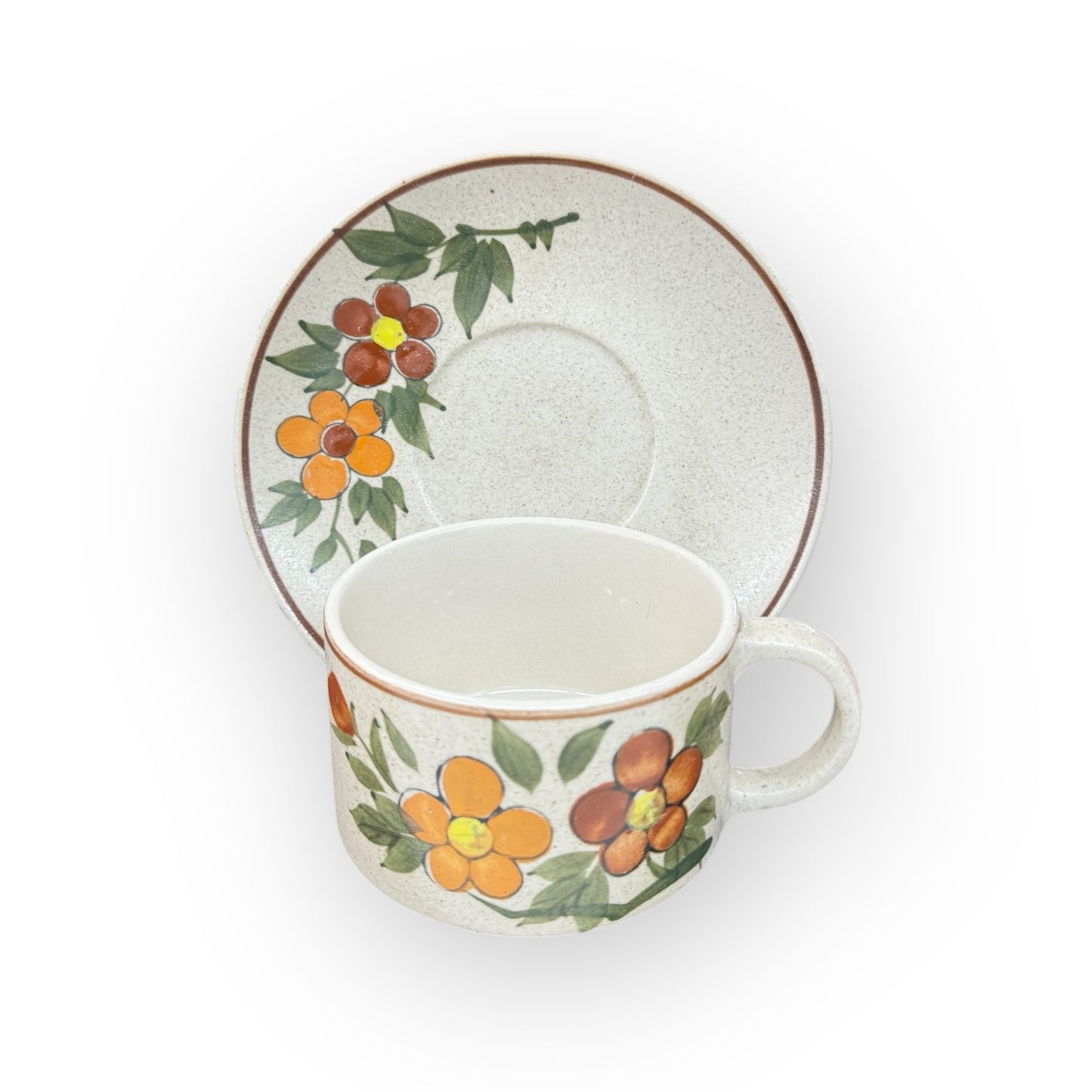 Large Korea made pottery cup and saucer