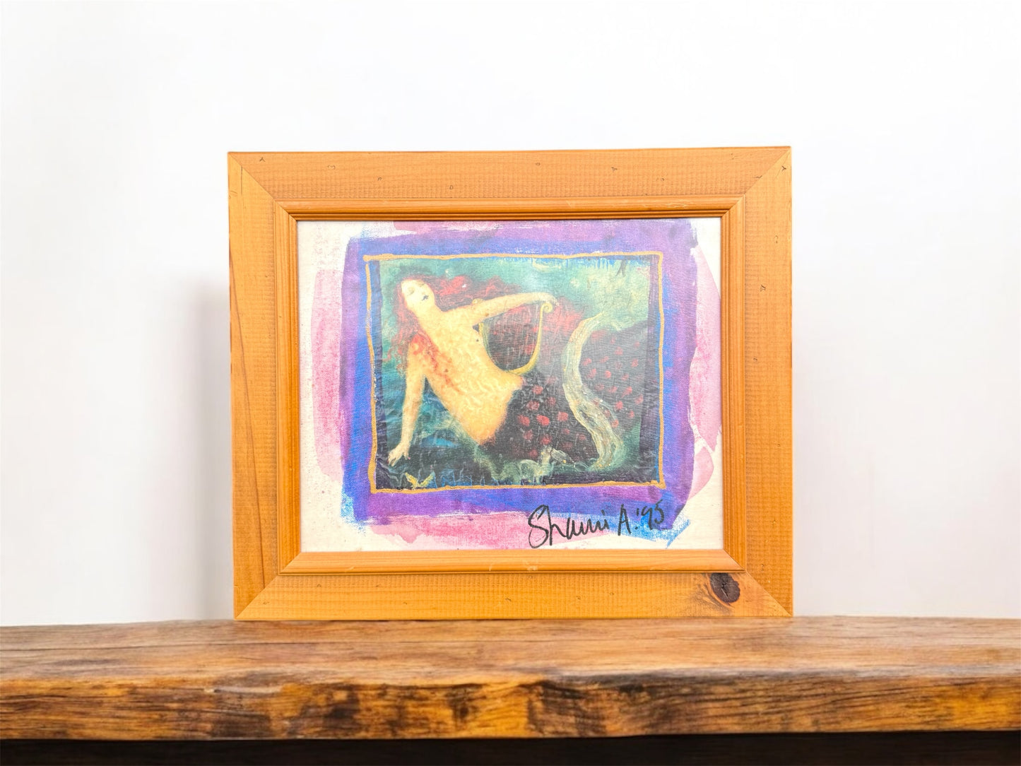 Original Mermaid Oil Painting – Signed 1995 – Framed Artwork
