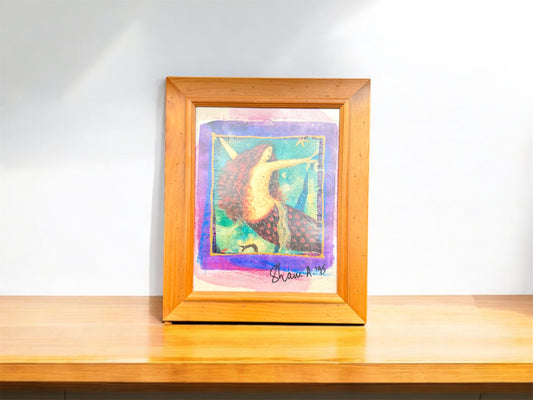 Original Mermaid Painting – Signed 1995 – Framed Vintage Artwork