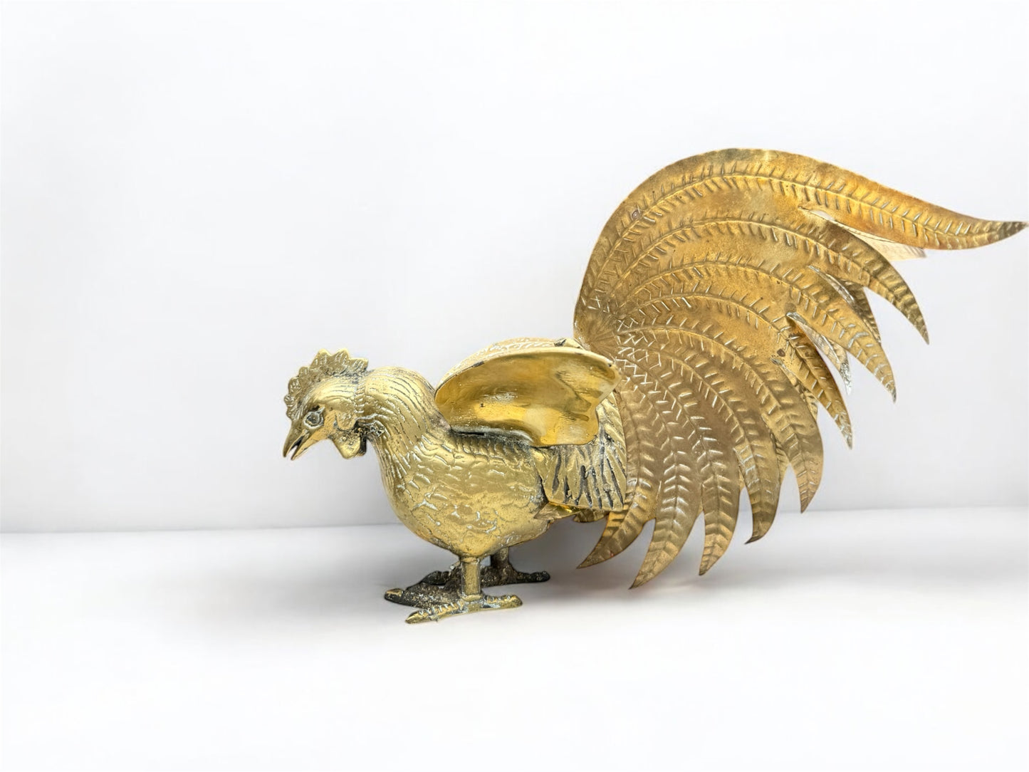 Vtg Italian Melani Mario Style Pair of Brass Fighting Roosters, Hollywood Regency, Bird Statues, Grand Millennial Home Decor, MCM