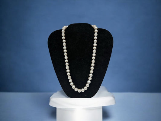 11mm Cultured Pearl Necklace | Classic White Pearl Strand | Elegant Women’s Necklace | Hand-Knotted Pearls | Timeless Gift for Her
