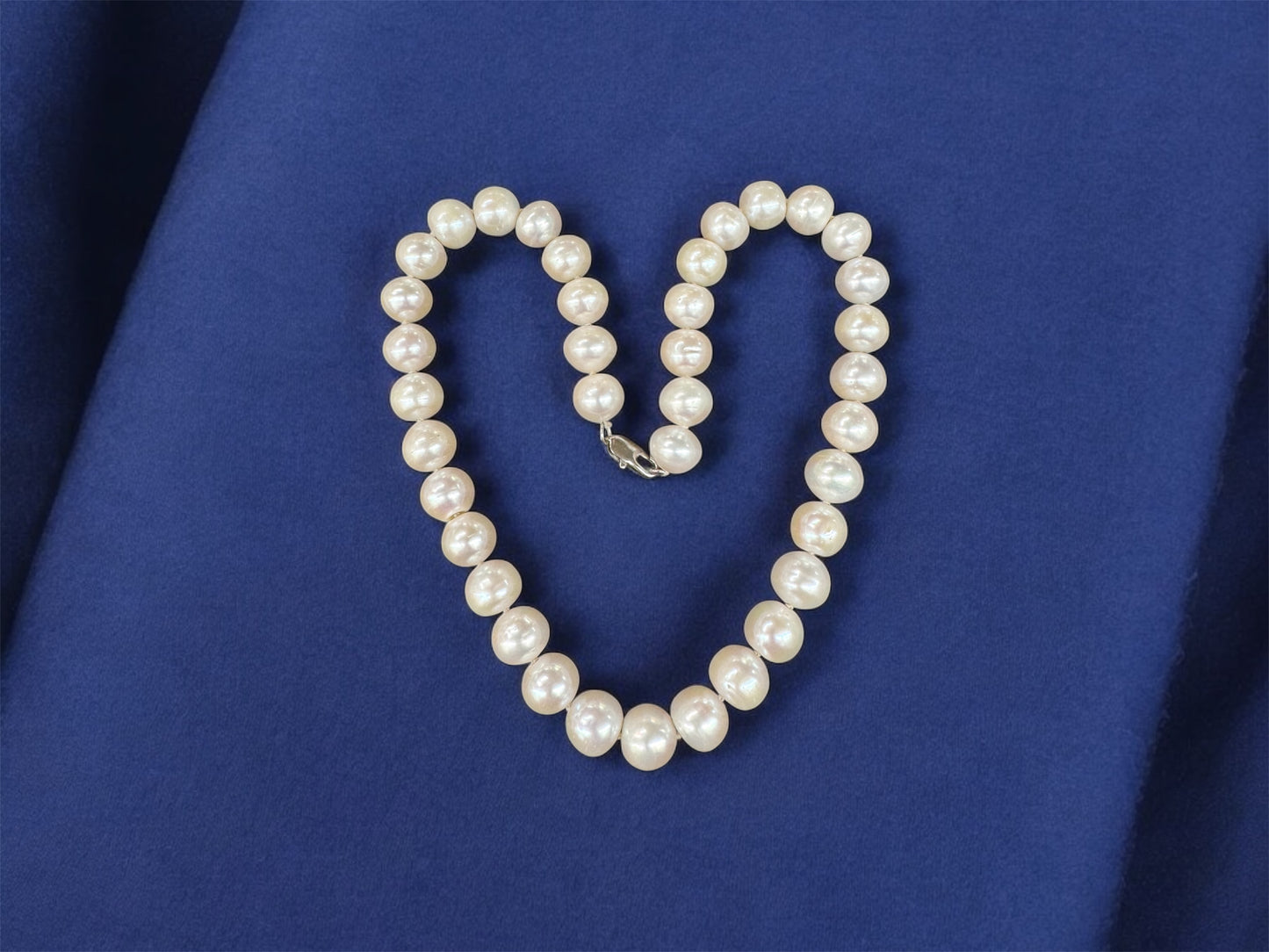 11mm Cultured Pearl Necklace | Classic White Pearl Strand | Elegant Women’s Necklace | Hand-Knotted Pearls | Timeless Gift for Her