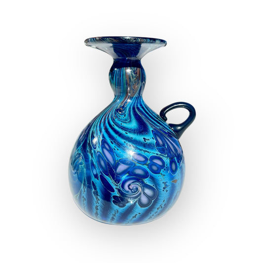Art glass jug by Gerry Reilly,Australian hot glass artist,blue glass jug