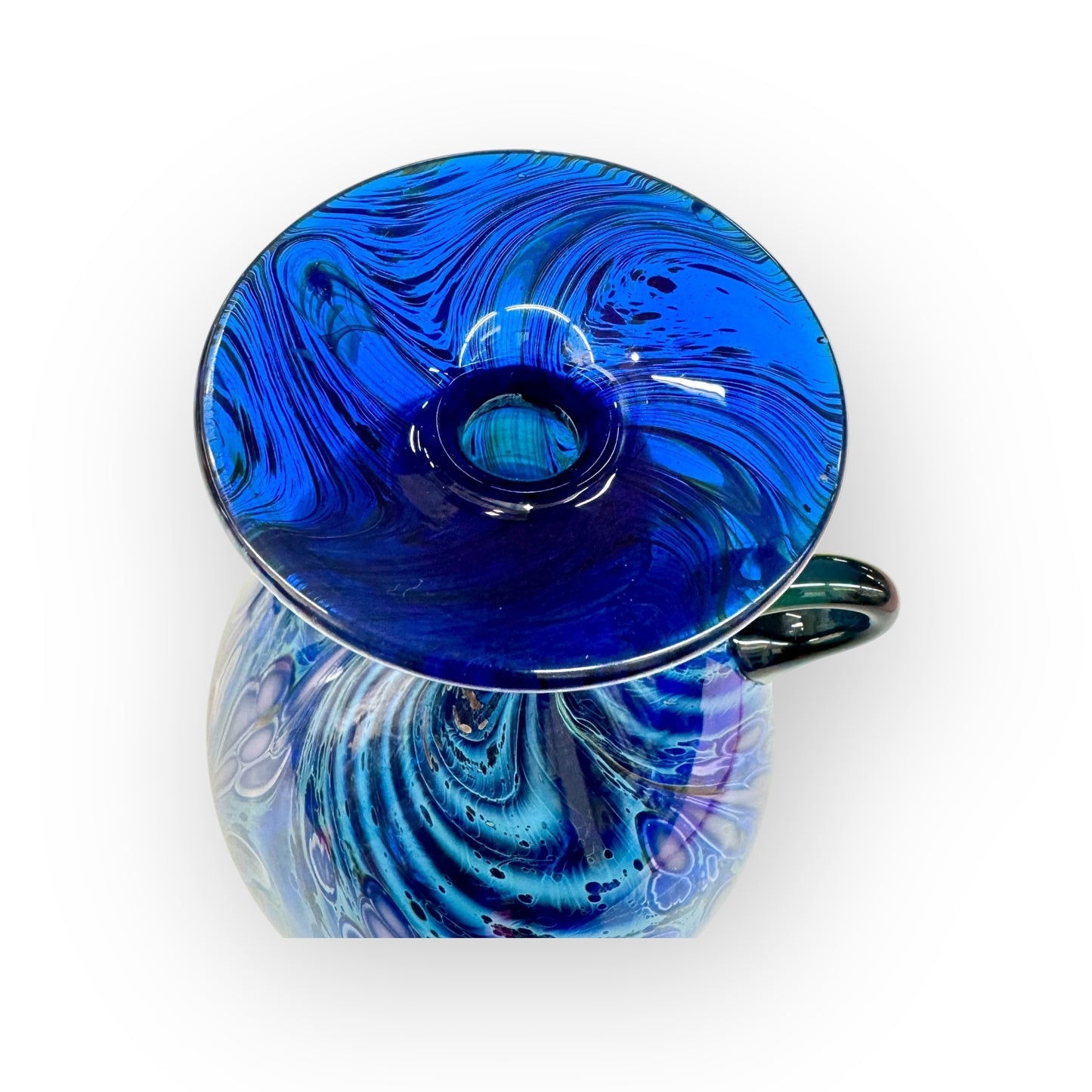 Art glass jug by Gerry Reilly,Australian hot glass artist,blue glass jug