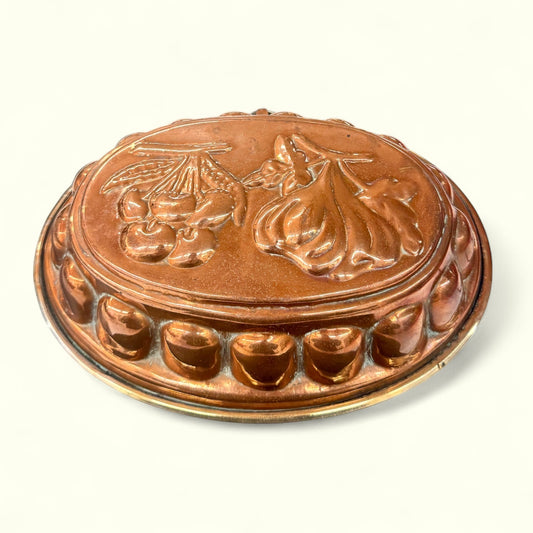vintage big Copper cake Mold Hanging Fruit Motif with Hook