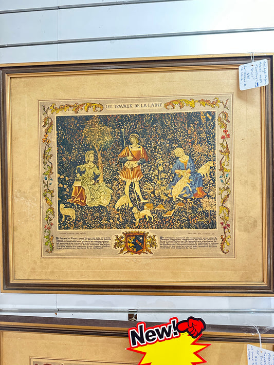 Vintage French Tapestry Print – Les Travaux de la Laine