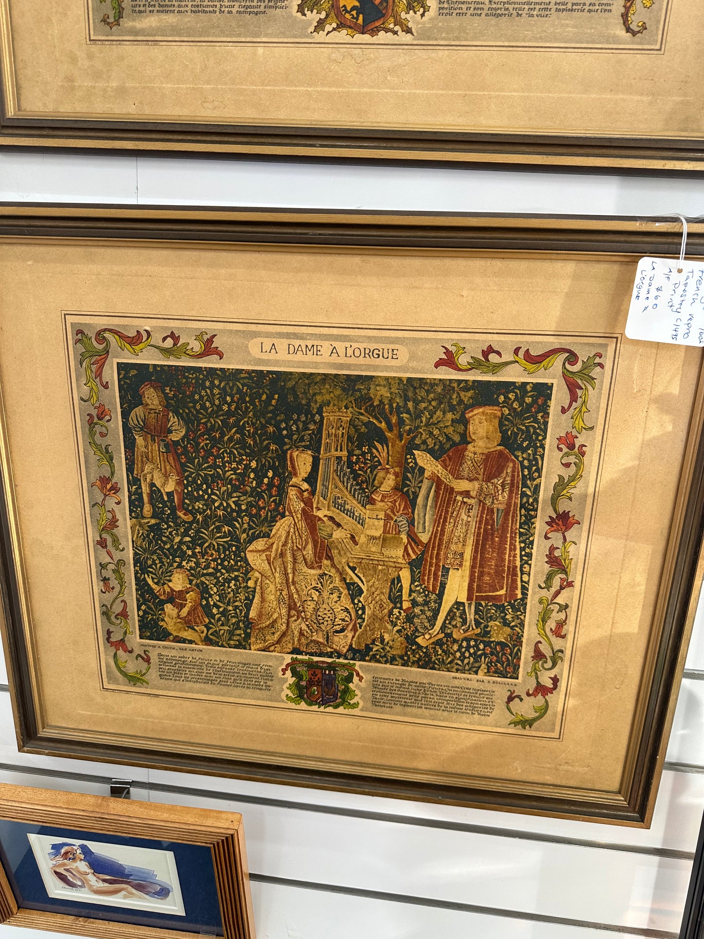 Vintage French Tapestry Print – La Dame à l’Orgue