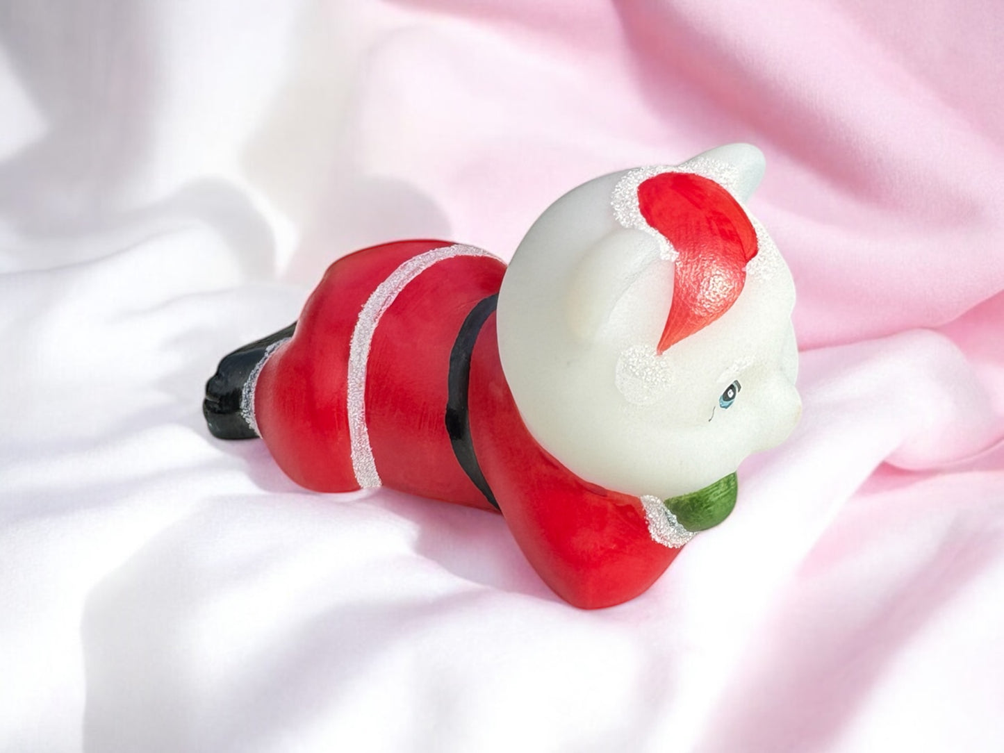 Fenton Art Glass Bear Daydreaming dressed in Santa Suit HP by Shelley Hopkins