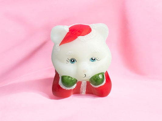 Fenton Art Glass Bear Daydreaming dressed in Santa Suit HP by Shelley Hopkins