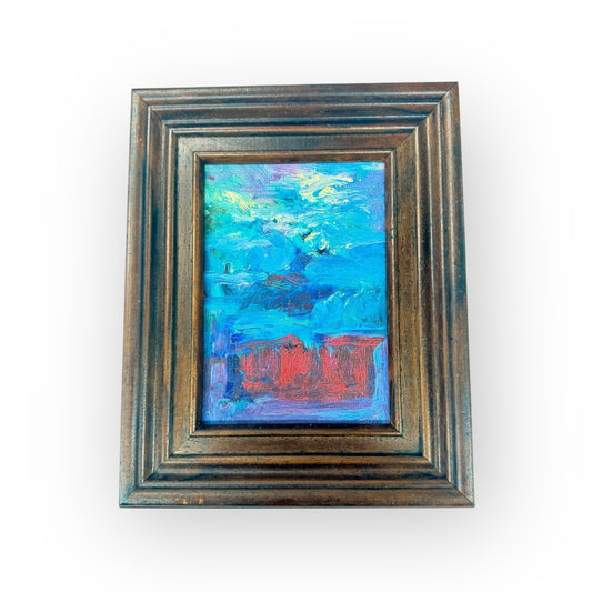 vintage1993 oil painting on canvas,wooden frame