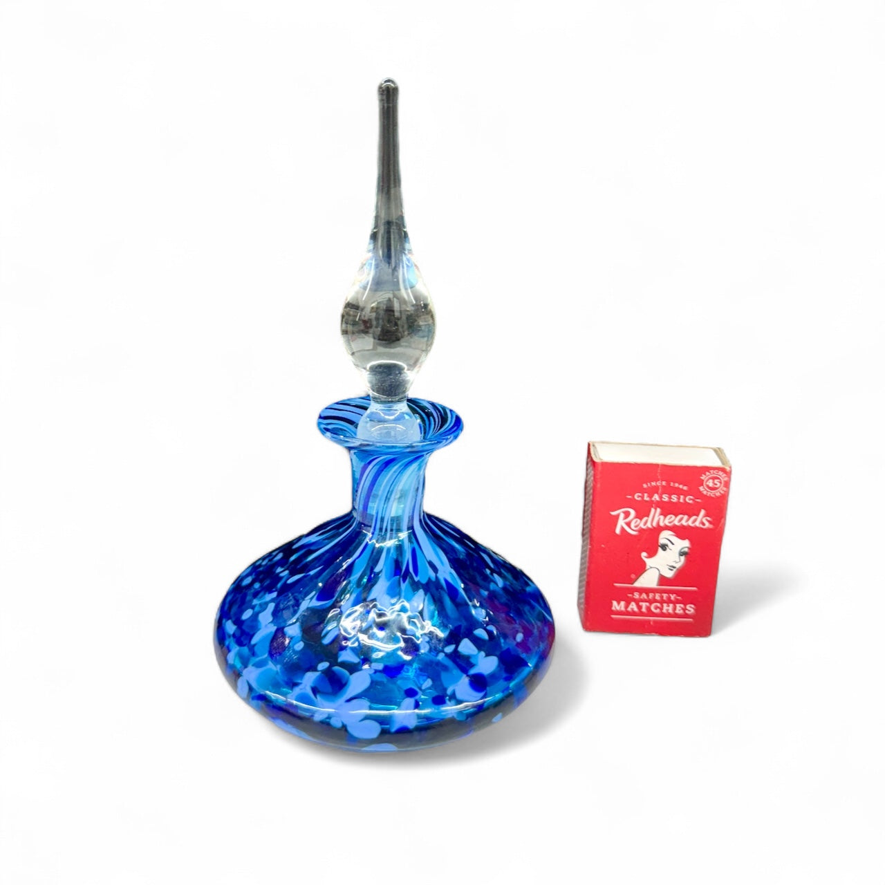 Gordon studio blue art glass perfume bottle