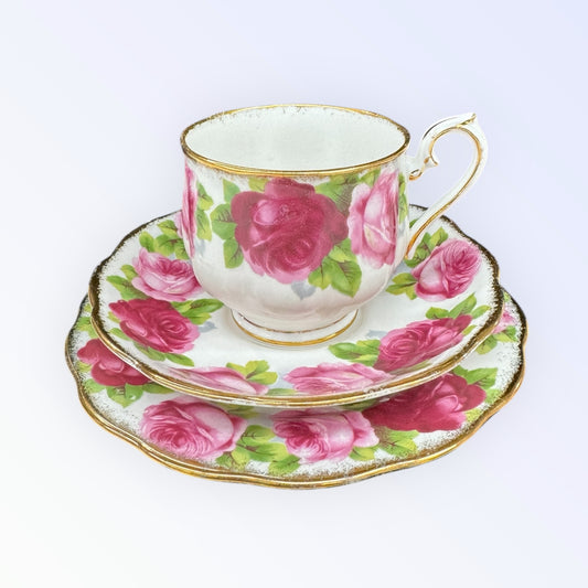 Royal Albert Tea cup Saucer Plate OLD ENGLISH ROSE Vintage Trio China Hampton