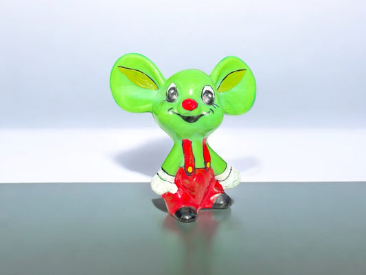 RARE Fenton green glass mouse,hand painted,signed
