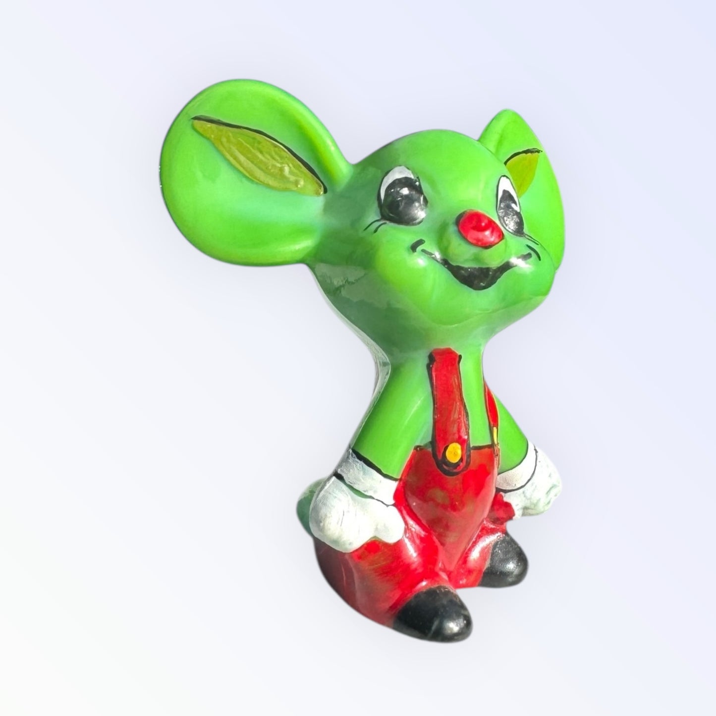 RARE Fenton green glass mouse,hand painted,signed