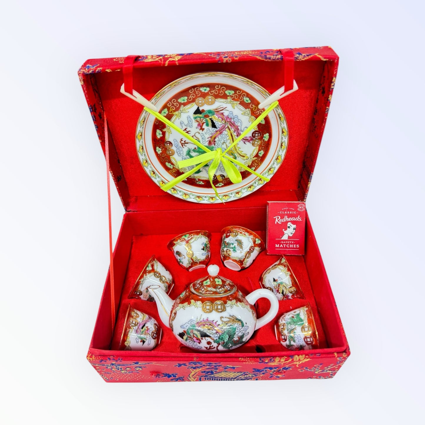 Vintage Chinese small tea set of five,hand painted with original box