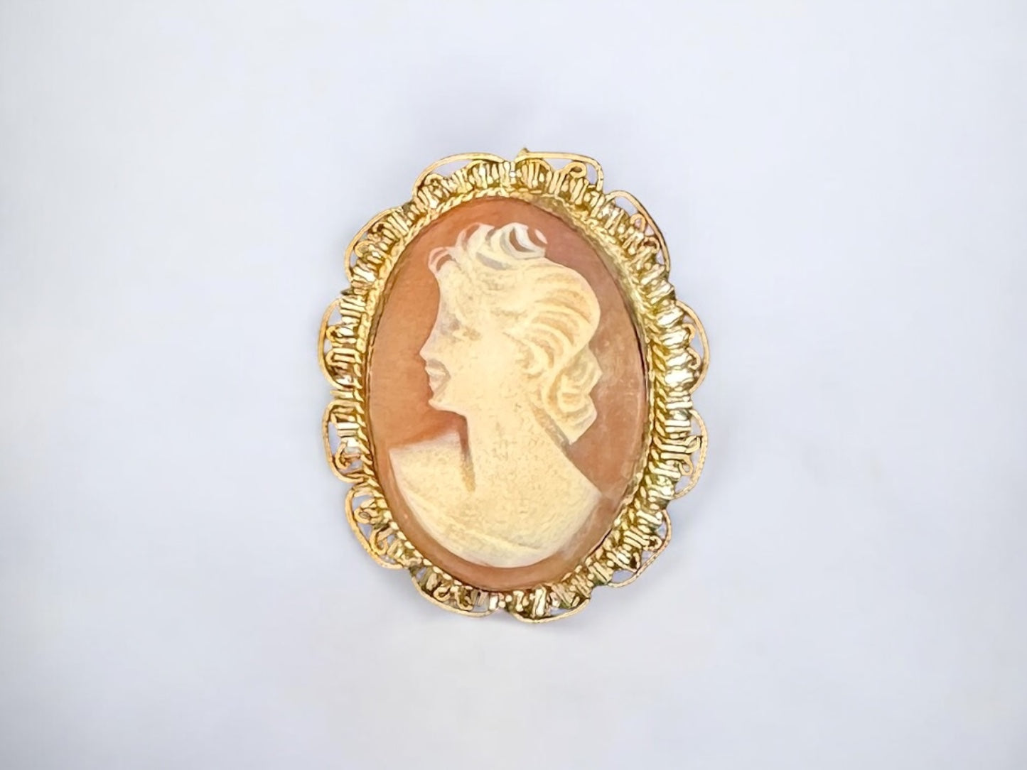 Antique hand carved shell made cameo brooch
