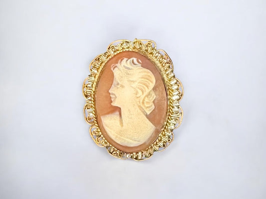 Antique hand carved shell made cameo brooch