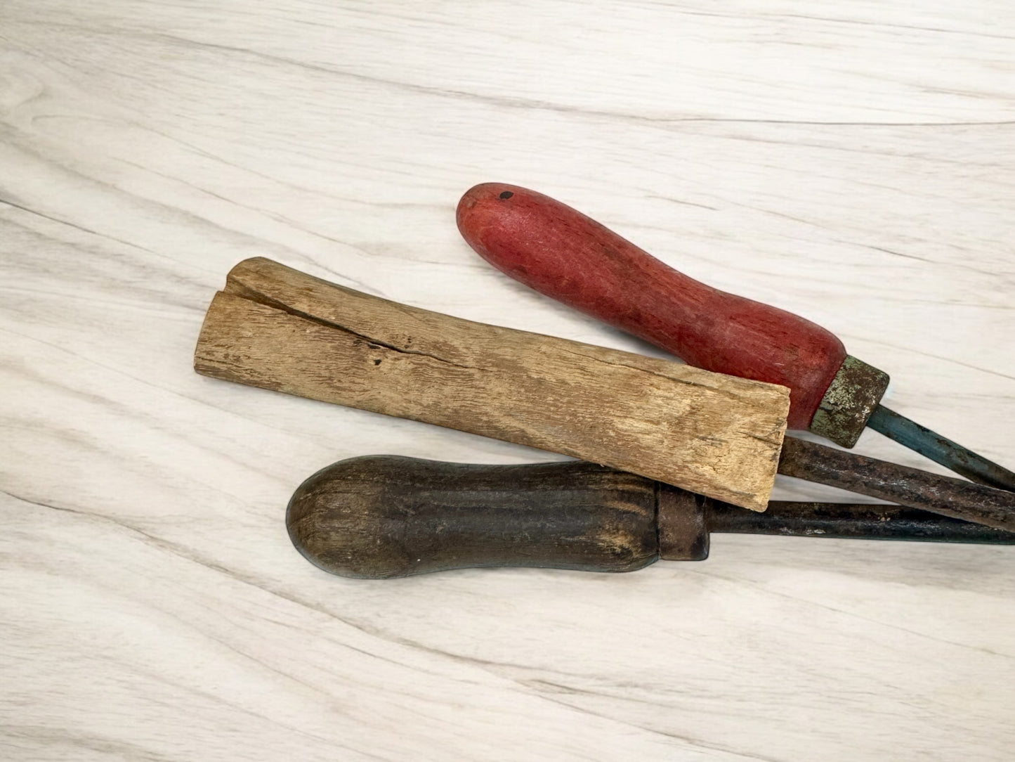 3xsolid copper iron with wooden handle,kitchen decor