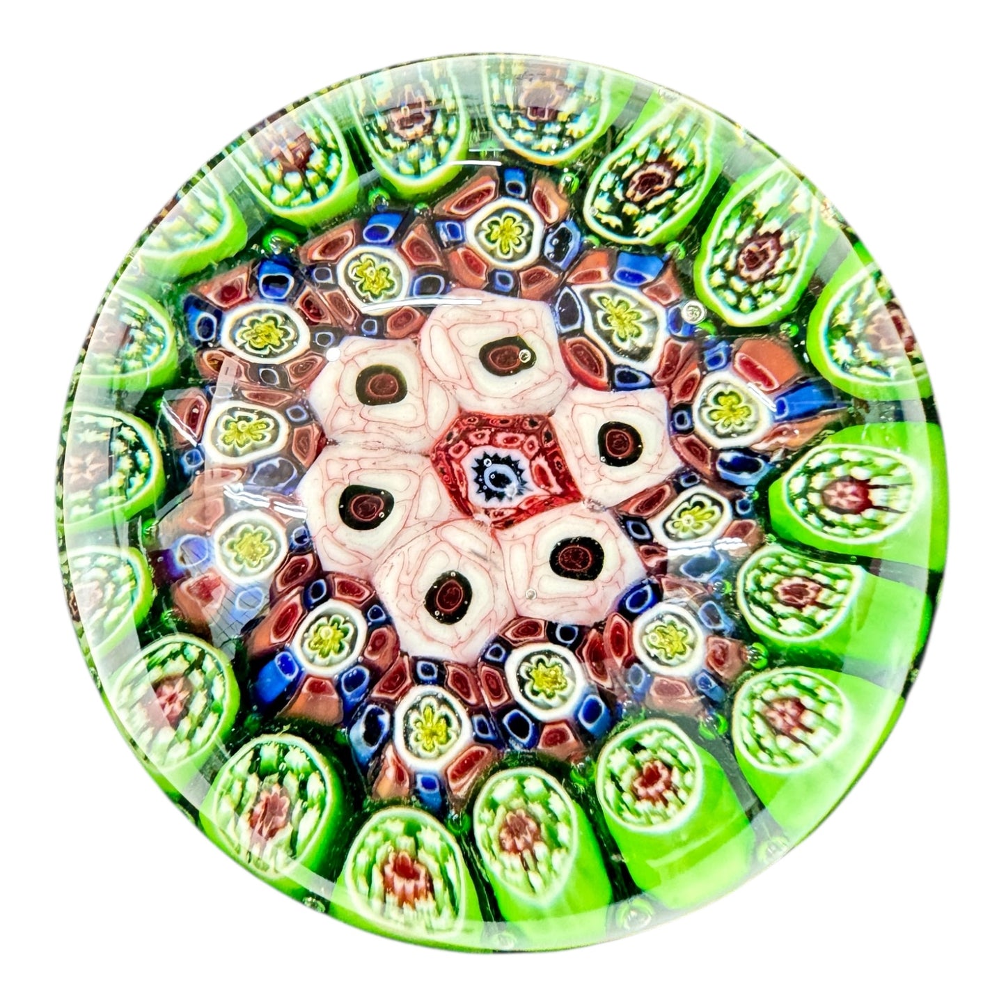 Millefiori murano style glass paperweight,art glass,hand blown