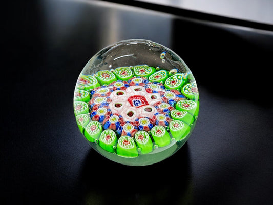 Millefiori murano style glass paperweight,art glass,hand blown
