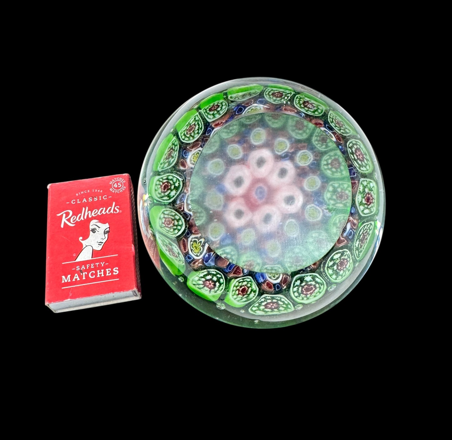 Millefiori murano style glass paperweight,art glass,hand blown