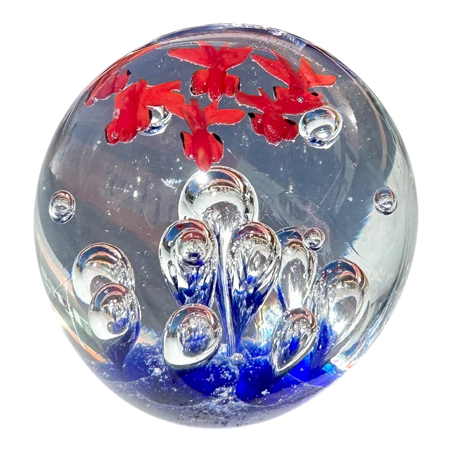 Art glass paperweight,hand blown fish inside