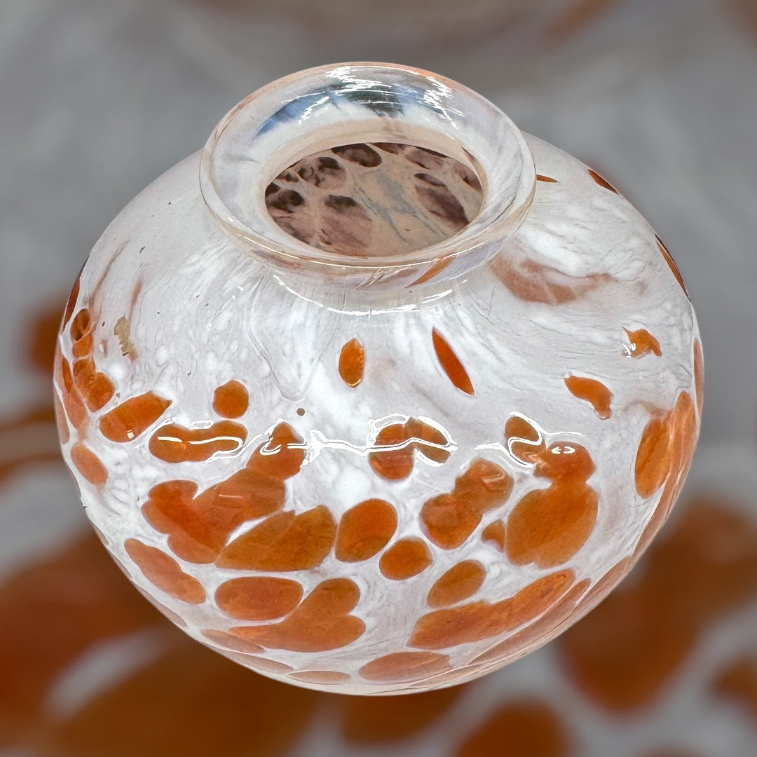 Signed Art glass vase,hand blown,original color