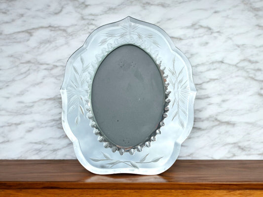 Etched Mirror Frame, Vintage Frames, Scalloped Edge, Wedding, Anniversary, Horizontal, Vertical, Wall Mount, Table Top