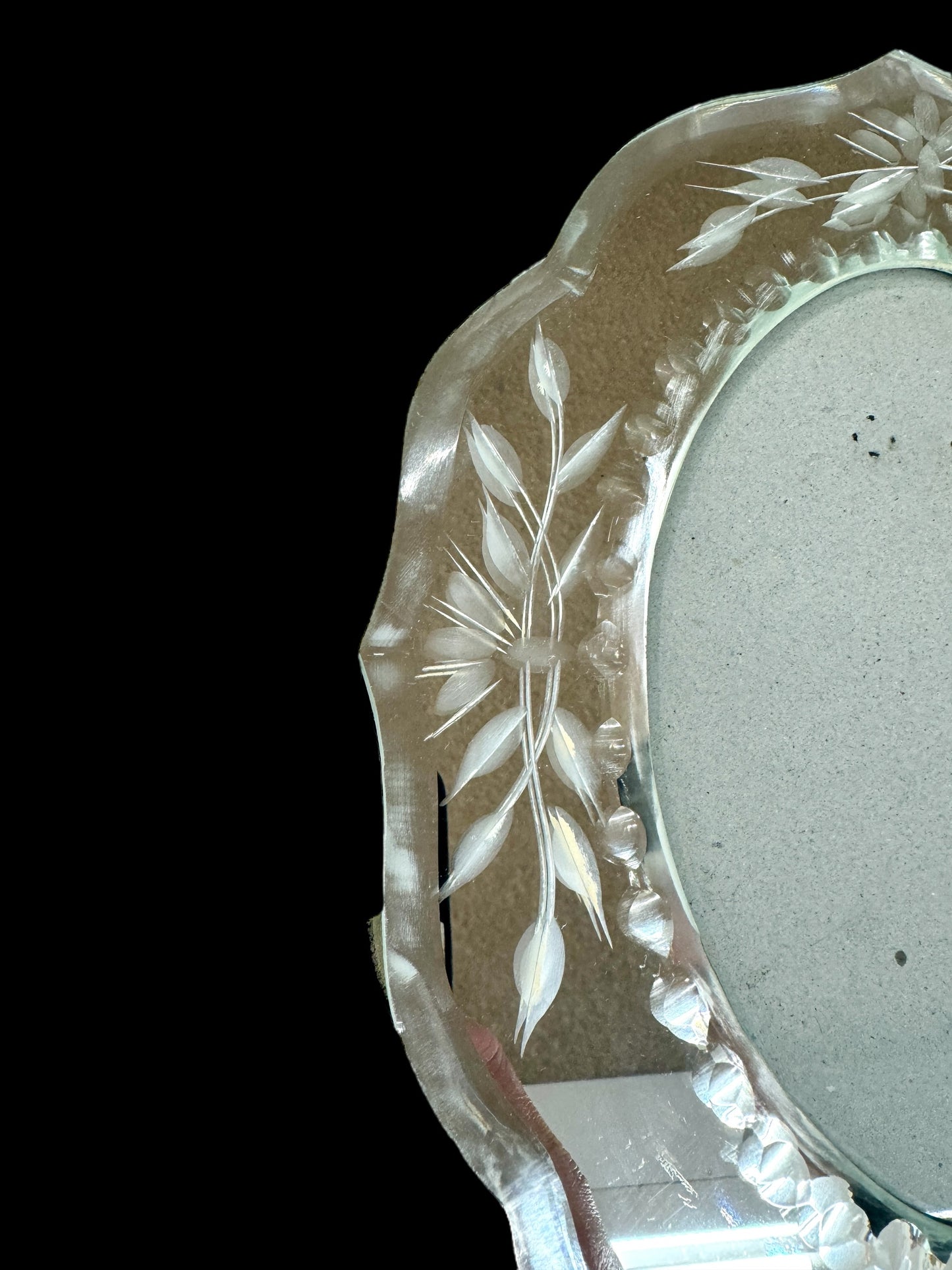 Etched Mirror Frame, Vintage Frames, Scalloped Edge, Wedding, Anniversary, Horizontal, Vertical, Wall Mount, Table Top