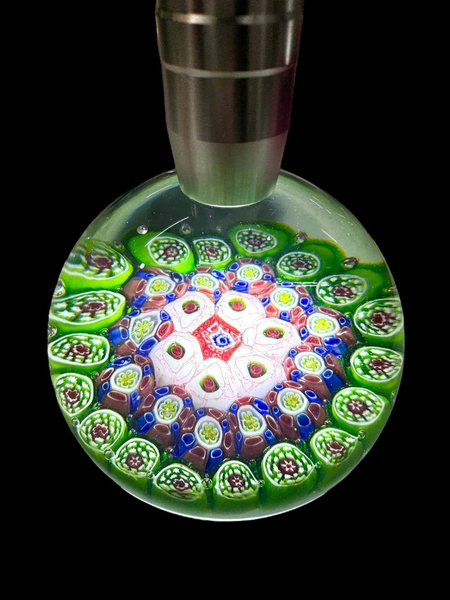 Millefiori murano style glass paperweight,art glass,hand blown