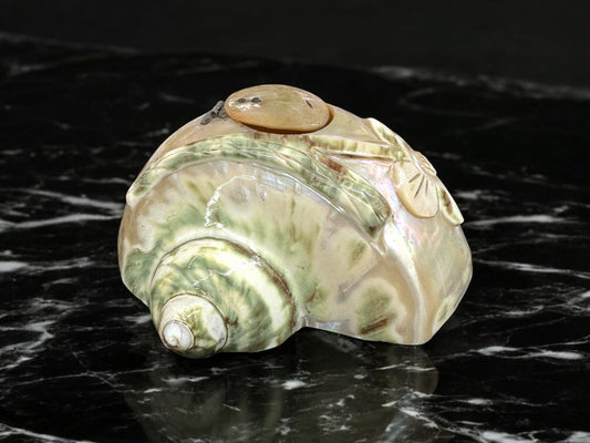 Antique hand carved mother of pearl shell SOUVENIR inkwell