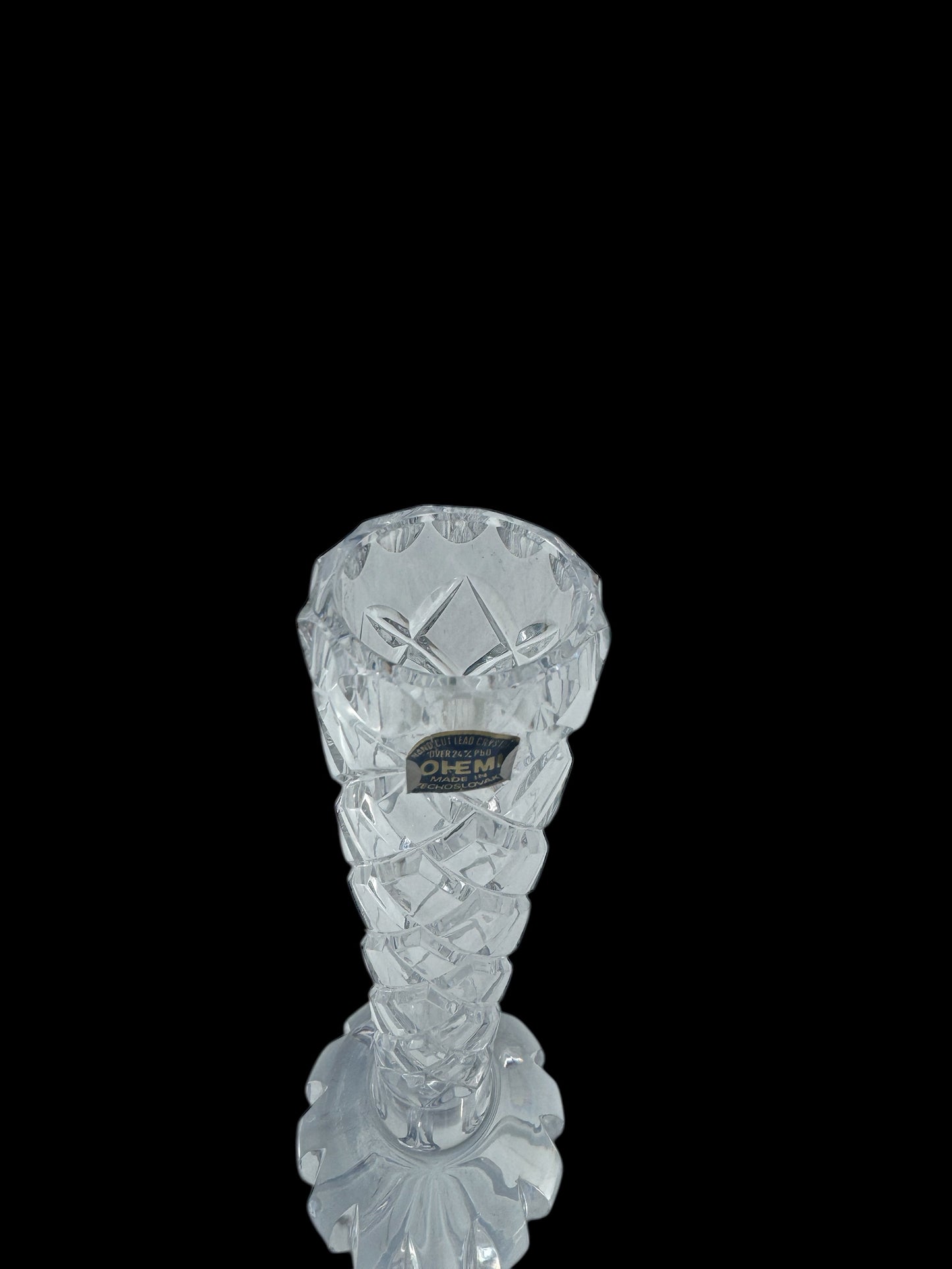 vtg tall crystal bud vase,Bohemian crystal vase