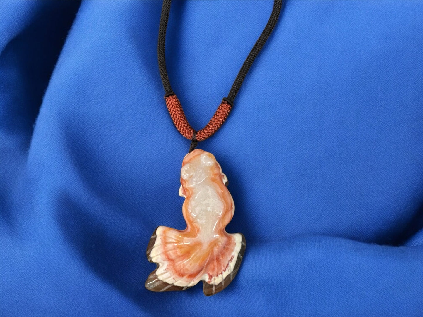 Gold fish Agate stone pendant with chain,gold fish.orange, agate pendant