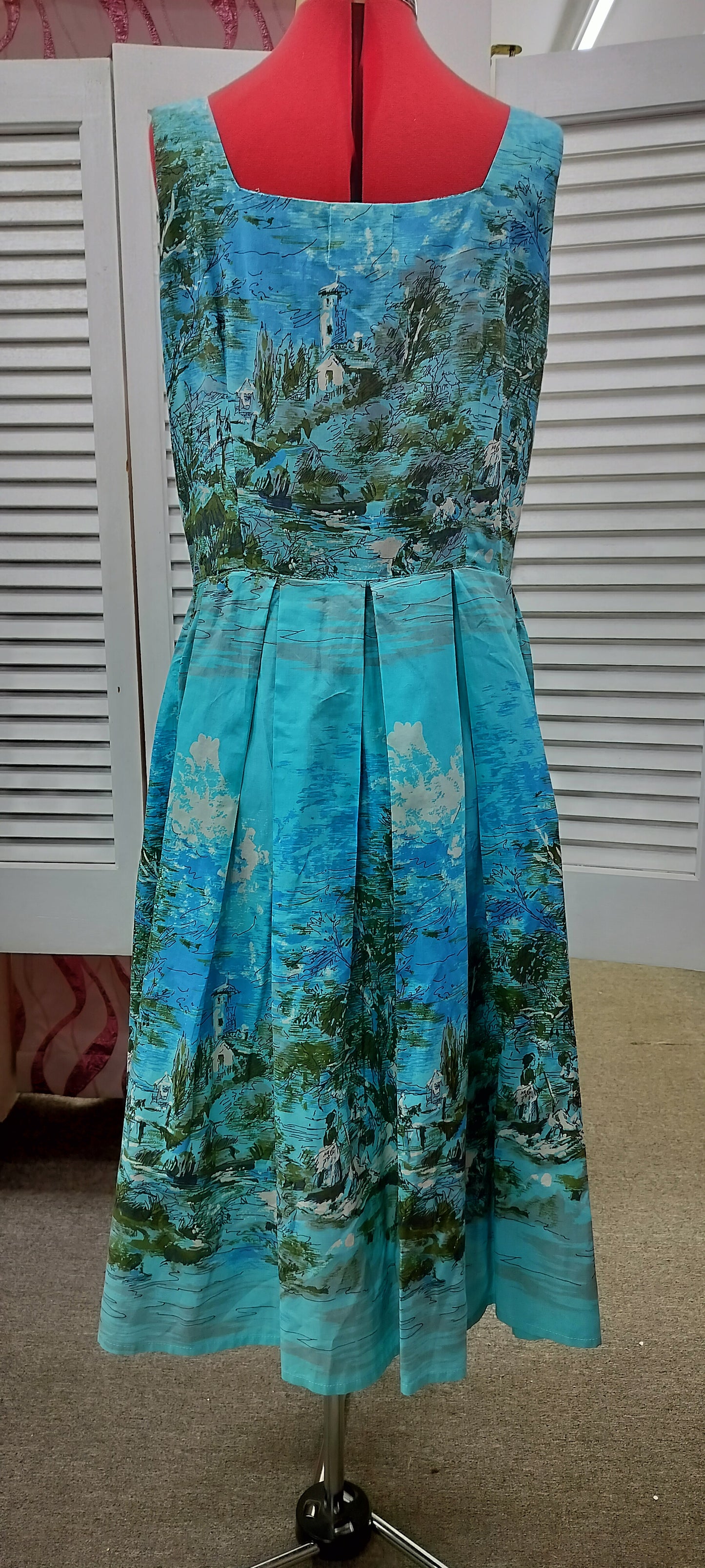 Lazy Bones soft blue printed day dress. Size-L.