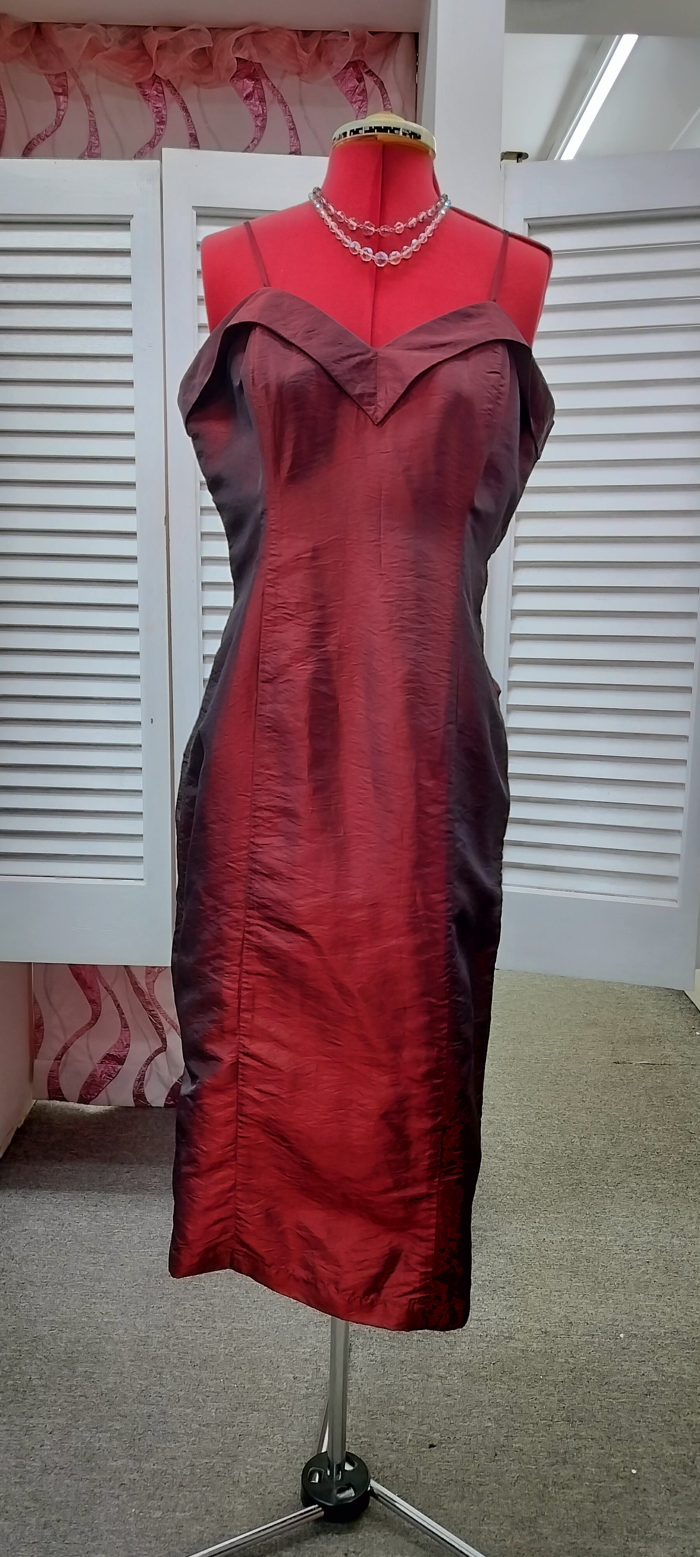 Burgundy Taffeta Pinup Dress
