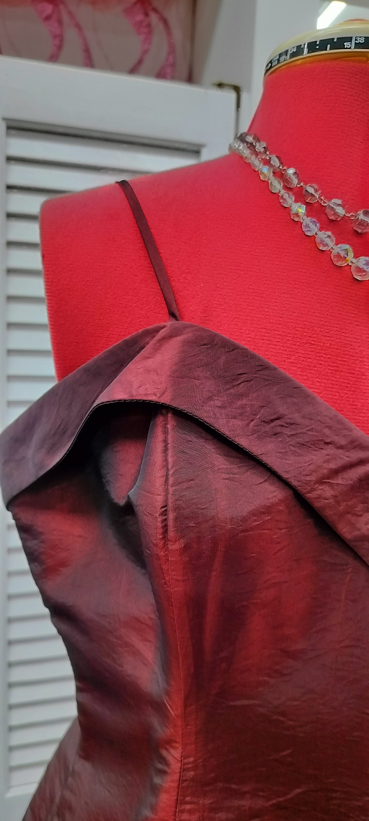 Burgundy Taffeta Pinup Dress